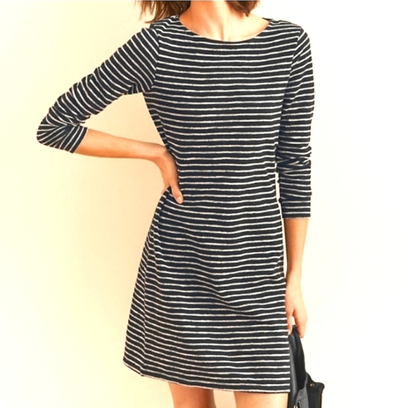 Garnet Hill Black and White Striped Mini Dress - Picture 2 of 9